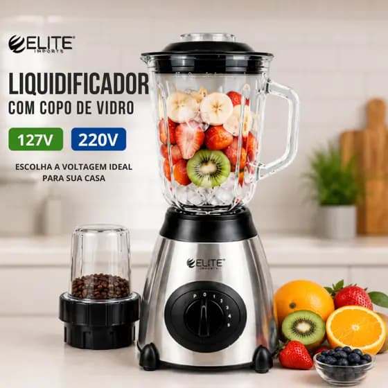 Liquidificador Elite Imports com Copo de Vidro 110V - 220v