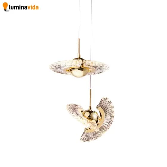 Luminária Pendente Redondo Ajustável Led 3 Em 1 Lustre Cristal Acrílico Dourado Moderno Luxo Bola