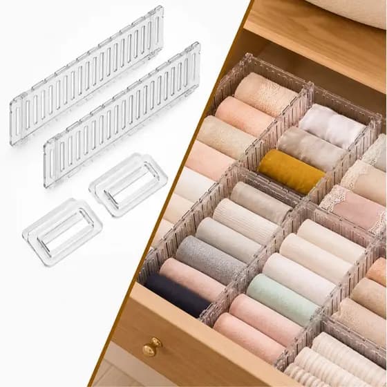 Divisória para gaveta ajustável acrílico organizador separador 27x8cm