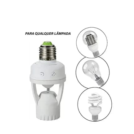 Soquete Sensor De Presença Luz Iluminação E27 Movimento 360°