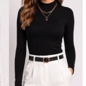 Kit 2 Blusa de frio feminina manga longa toque algodão segunda pele gola redonda ribana