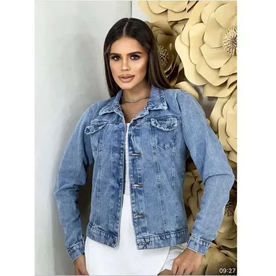 ZHAN JEANS Jaqueta Jeans Marmorizado e Escuro Feminina