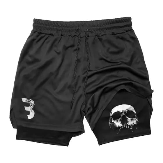 Bermuda 2 em 1 Masculina com Proteção UV e Compressão para Academia e Corrida Neves Outlet