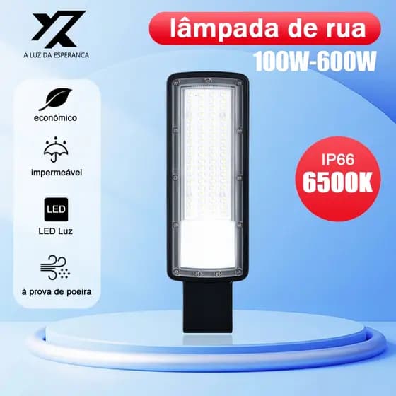 Kit 1 Iluminação Pública Luminaria Led Smd Rua Publica Poste 100W a 600W Prova Dagua IP66