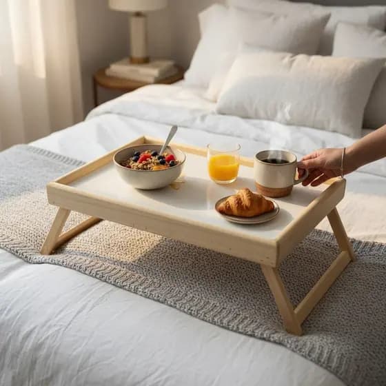 Bandeja Dobrável Café da Manhã na Cama Mesa Pequena Madeira Multiuso