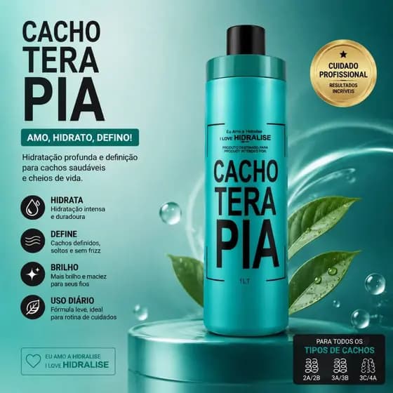 Lisoterapia Creme de Pentear Para Cabelo Cacheado e Ondulados - Cachotearapia Hidralise 1Litro