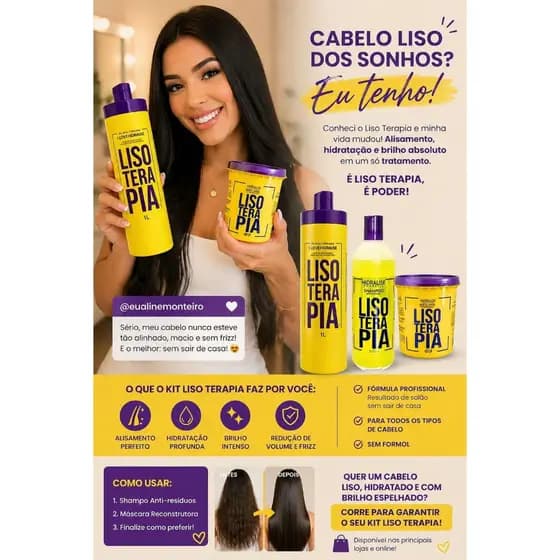 Kit 3 Unidades - Progressiva Orgânica 1l Anti Resíduo 500ml Máscara Reconstrutora 400g Lisoterapia Progressiva.