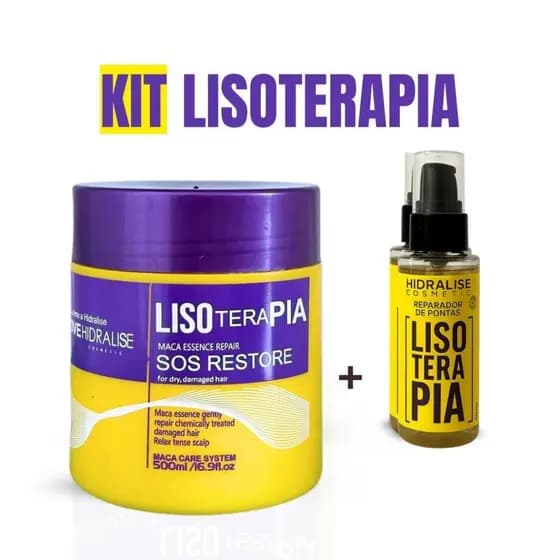 Kit Máscara de Hidratação Cabelo 500g - Óleo Reparador de Pontas Lisoterapia Hidralise Original