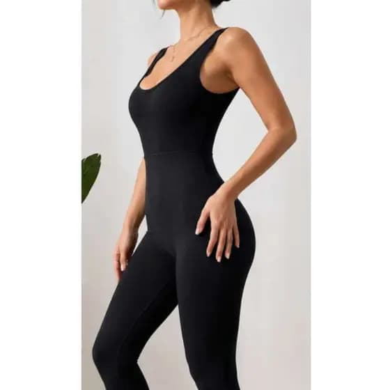 Macacão Fitness Feminino Cintura Alta Bojo Removível Não Transparente Academia