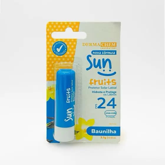 🌞 Proteção + Hidratação para seus lábios! Com o Protetor Labial DermaChem Sun Fruits FPS 2