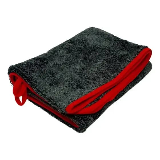 Toalha De Secagem Automotiva 40x60 Cinza Borda Vermelha 600gsm Js