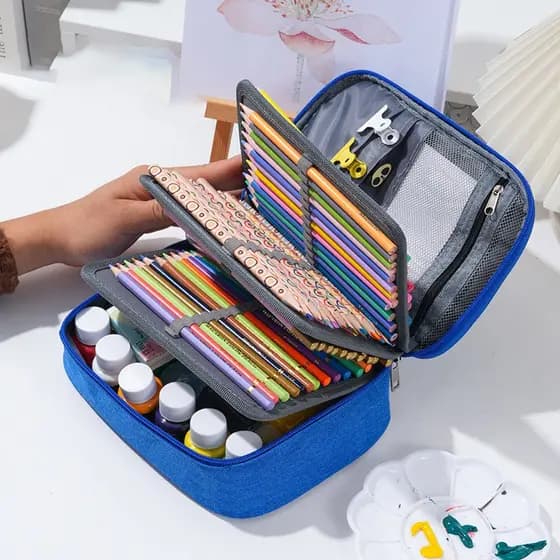 Estojo Escolar Grande Organizador Multifuncional Porta Lápis Caneta Maquiagem Viagem
