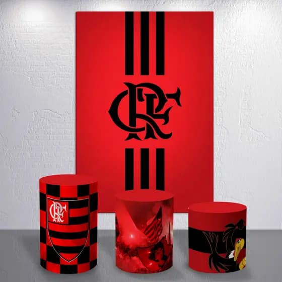Decoração Futebol Time Carioca Vermelho Preto Cilindro Painel Capas P M G Sublimado Festa Tema