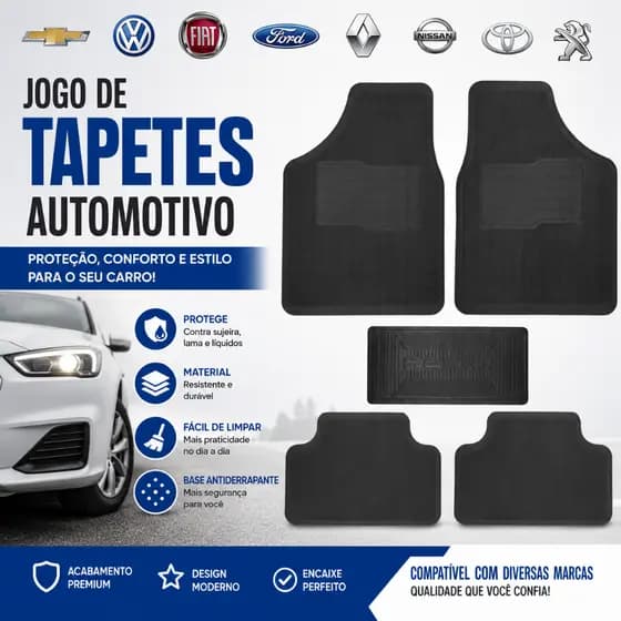 Tapete Para Carro Borracha 5 Peças Personalizados