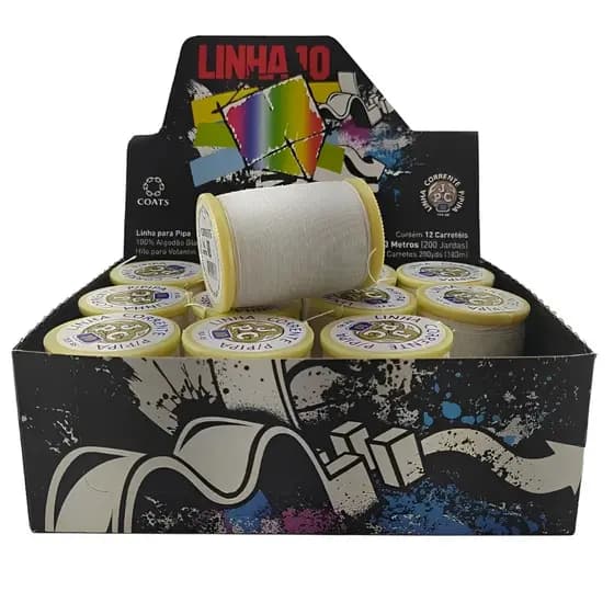 Kit com 12 Linha pipa corrente tubinho 183mts - 200 jardas