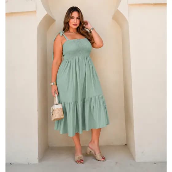 Vestido Feminino Midi Plus Size Confortável E Sofisticado Para Qualquer Ocasião