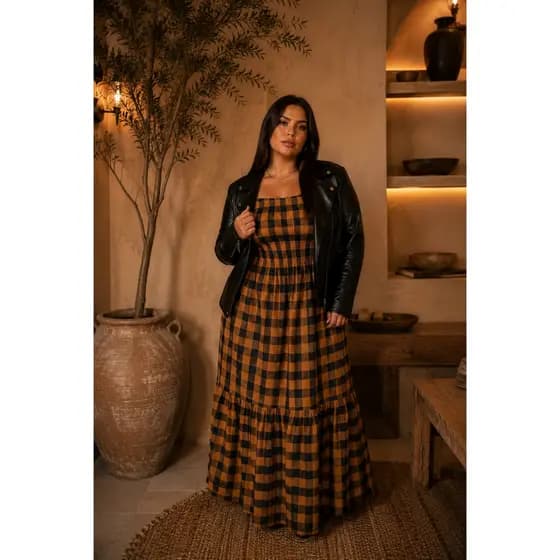 Vestido Longo Plus Size Modelo Ciganinha Moda Outono Inverno Estilo Evangélico Super Confortável