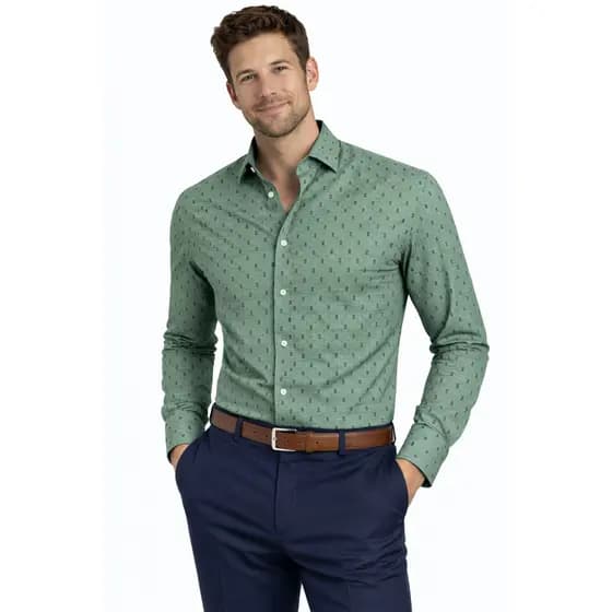 Camisa Social Masculina com Estampa Geométrica