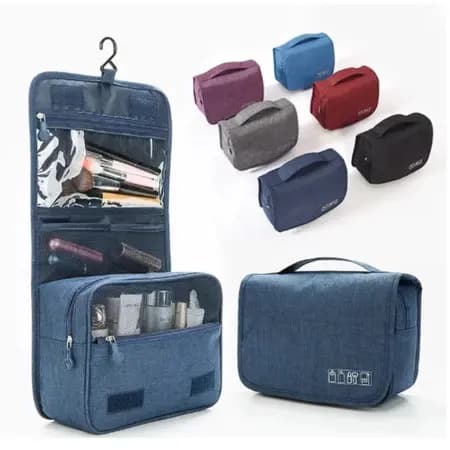 Bolsa Necessaire Organizadora de Mala Higiene Pessoal Com Divisória Cabide Gancho Dobrável p/Viagem Divisórias/ Portátil