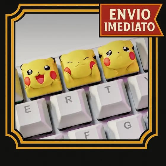 Keycap Pikachu Pokemon Tecla de teclado mecânico setup PC personalizado Pikachu anime Pokémon