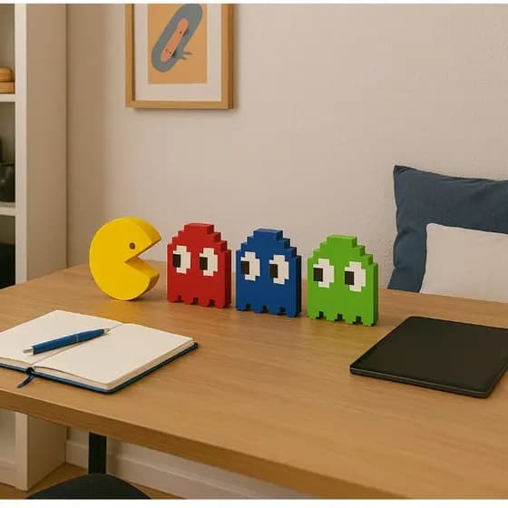 Kit Pac Man Decoração Geek 4 peças Decoração Quarto Sala