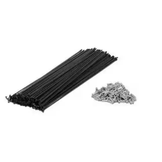 Raios para Bicicleta Aro 20,24,26,29 Aço Zincado, Preto, com Niples Cromados