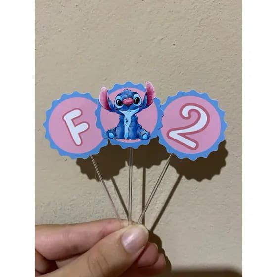 Topo de Doces ou Cupcakes Personalizado do Stitch