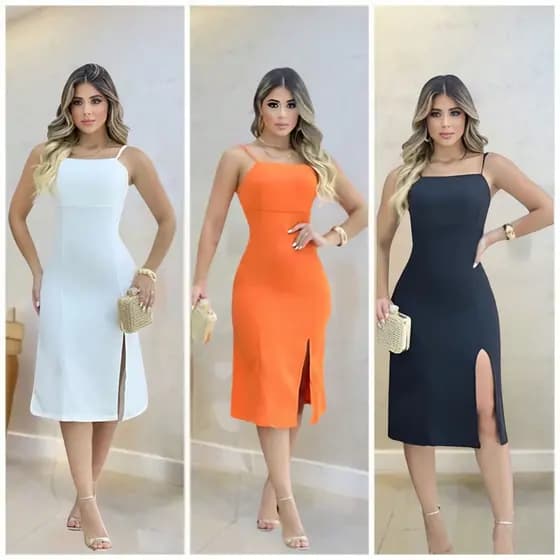 Vestido Casual midi Sofisticado com Zíper Invisível - Elegância + Conforto | Tamanhos P ao G