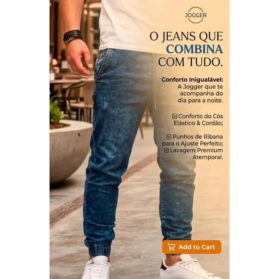 Calça Masculina Premium Jogger Jeans Skinny Moda 2026 Calça Adulto