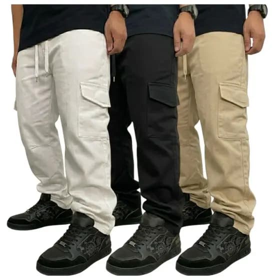 KIt 3 Calças Cargo Skatista Com Elastano 6 Bolsos Resistentes Tendência 2026 Fabricante