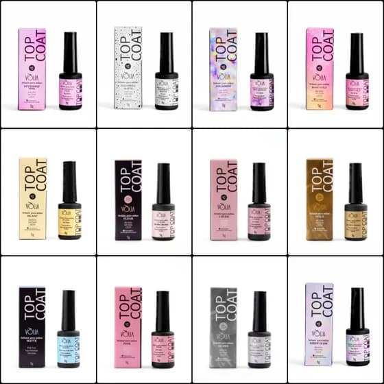Top Coat Vòlia UV/LED – Selante Gel Profissional Fosco, Glitter, Brilho e Holográfico - Top Coat Frasco Vòlia