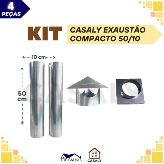 KIT Chaminé Compacto Aço | Coifa Forno | Dutos Chapéu Adaptador | Diâm 10 cm