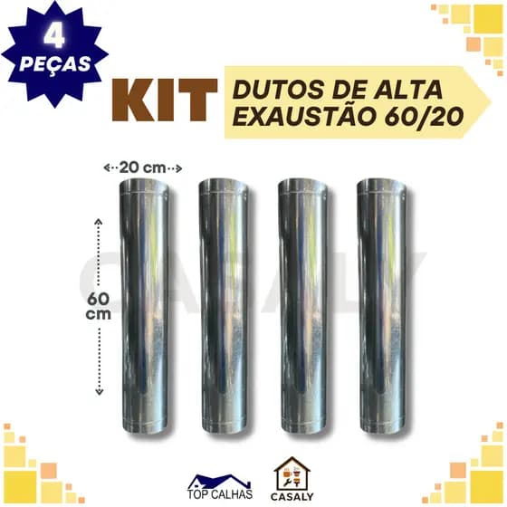 KIT | Dutos 60cm | 4 peças 60cm 20 diametro | Chaminé Coifa Churrasqueira.