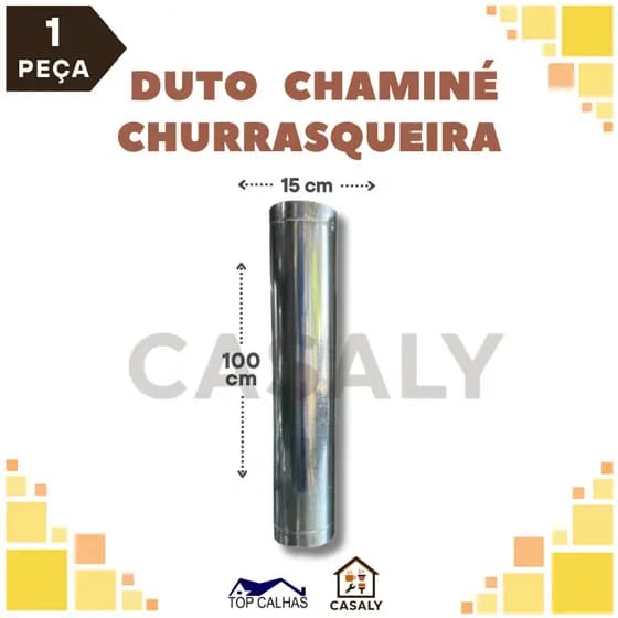Tubo/Duto de Aço Para Chaminé 15cm (150mm) x 1,00m