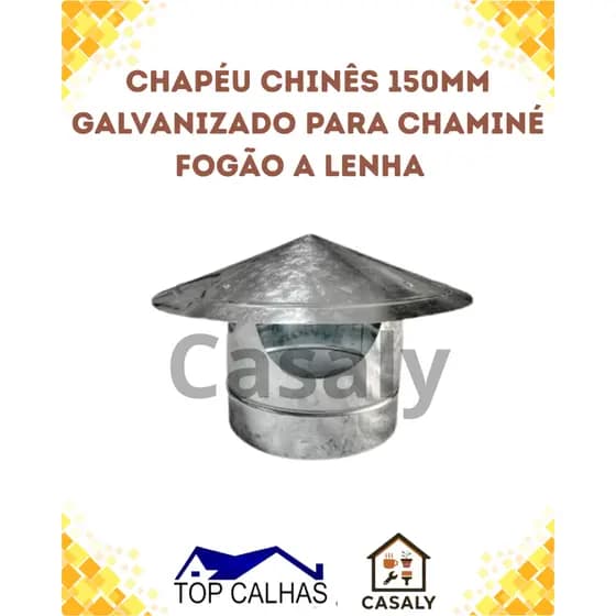 Chapéu Chinês 150mm Para Chaminé Fogão a Lenha Galvanizado Tubulação Promoção Durabilidade