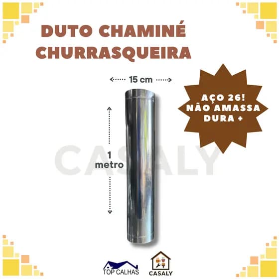 Duto Para Chaminé Churrasqueira 150mm Galvanizado | 1 metro