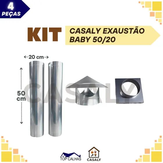 KIT Exaustão Chaminé Churrasco | 1 ou 2 Dutos 50cm + Chapéu + Adaptador | Diâmetro: 15/20cm