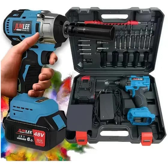 Parafusadeira Furadeira 48v 2 Baterias Bivolt Profissional Com Maleta