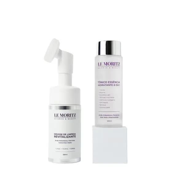 Kit Limpeza do Rosto com Tônico Hidratante 8 em 1 + Mousse de Limpeza Hidratante para Pele 40+ Le Moritz