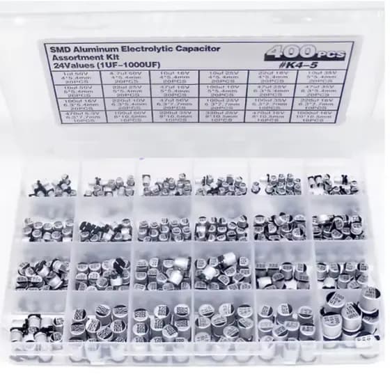 KIT 400 CAPACITORES ELETROLITICOS DE ALUMINIO VARIOS MODELOS