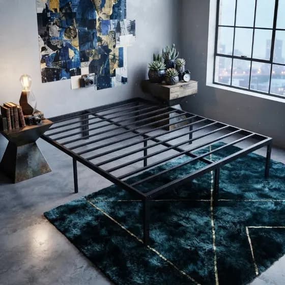 Estrado de Metal para Cama Casal Dobrável com Ripas de Aço Reforçadas Fácil de Montar Alta Resistência Atlas
