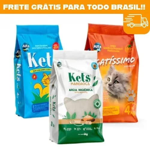 Kit 5 Areia Sanitária Higiênica Natural Argila p Gatos Gatissimo Premium Perfumada Fardo Fechado 4Kg