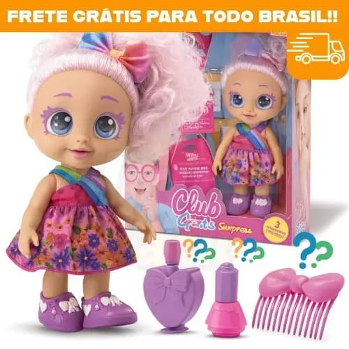Boneca Club Girls Kit Beleza Infantil Caixinha Surpresa Com Acessórios Para Menina Bee Toys