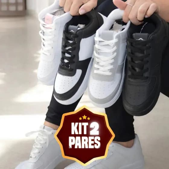KIT 2 PARES - Tênis Unissex Moderno - Cores Variadas e Conforto 34 a 44 - Promoção Relâmpago Hoje