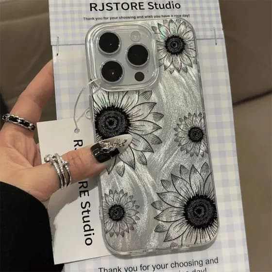 Capinha Capa Girassol Flores para iPhone 13 12 11 16 15 14 17 plus pro max 7 8 plus x xr xs max Anti-impacto