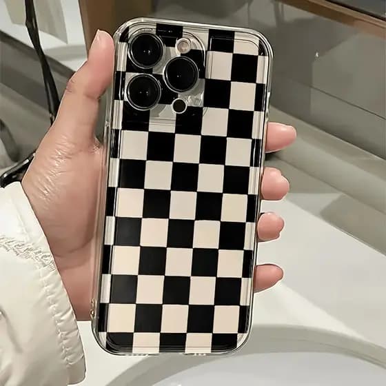 Capinha Capa para Samsung A15 A54 A16 A06 A34 A23 A05 A55 A35 S24 S25 Plus Ultra Xadrez transparente Anti-impacto