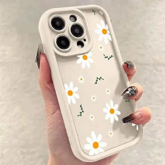 Capinha Capa Silicone Flor Margarida Samsung A55 A54 A35 A34 A15 A14 S24 S23 FE Ultra Plus A05 M34 Anti-impacto