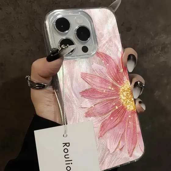 Samsung Capinha Capa Menina Bonita Flor para Samsung A55 A54 A35 A34 A15 A14 S24 S23 FE A05 Ultra Plus Anti-impacto