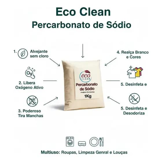 Percarbonato De Sódio 100% Puro 1Kg - Ótimo Para Limpeza Pesada