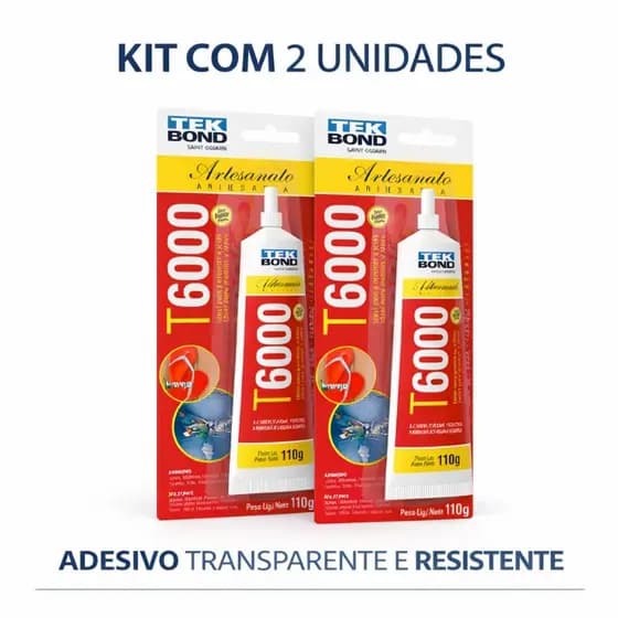 Kit 2 Cola T6000 de 110g TekBond Alta Fixação Profissional